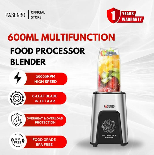 Pasenbo 10 in 1 Intelligent Multifunction Blender Set Food Processor Set 6-Leaf Blade High Speed Mixer - Pengisar Pemproses Makanan 600ML Pelbagai Fungsi