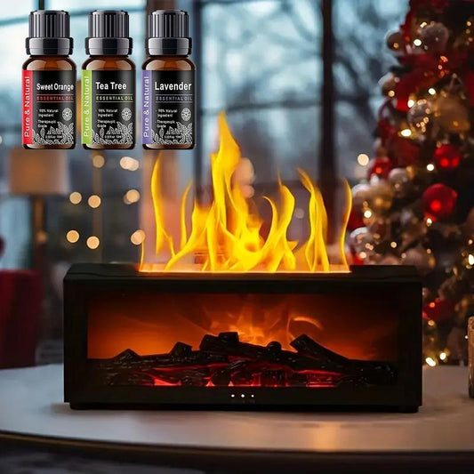 Fire Humidifier & Aroma Diffuser with 7-Color LED Flame Effect, Remote colorful fireplace air purifier diffuser. addict Lamp DiffuserEssential Oil Diffuser, Aromatherapy Machine, with Humidifier Lamp Diffuser with Cool Mist