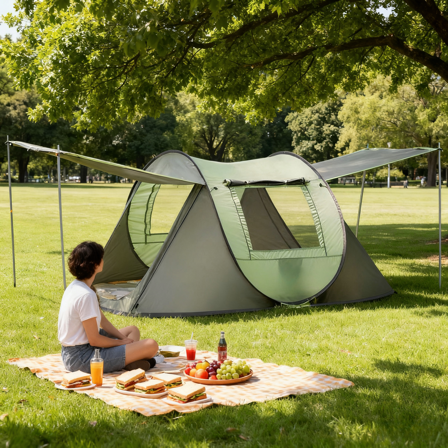 Automatic Cube Tent Outdoor Camping – 3-4 People (Grass Green)