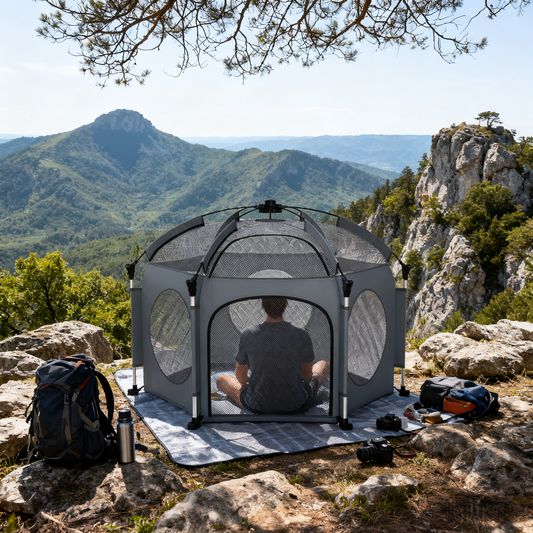 Portable Pop-Up Mini Dome Tent – Gray