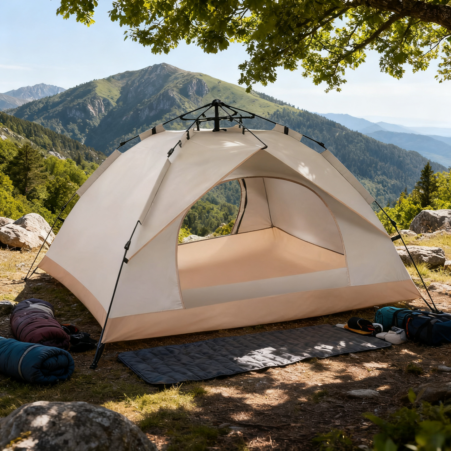 Off-White Single-Layer Automatic Pyramid Tent
