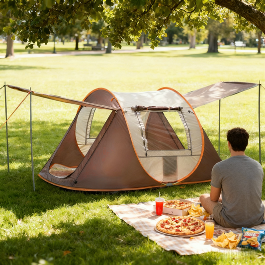 Automatic Cube Tent Outdoor Camping – 3-4 People (Brown)