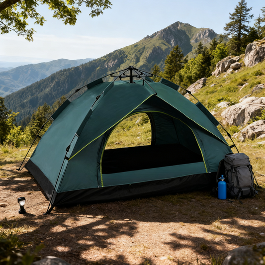 Dark Green Single-Layer Automatic Pyramid Tent
