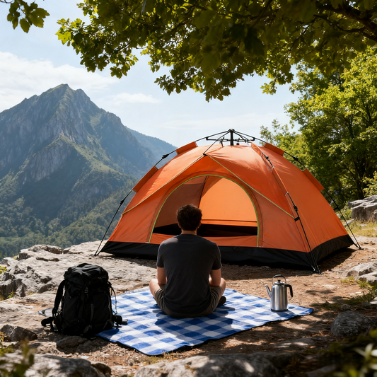Orange Red Single-Layer Automatic Pyramid Tent
