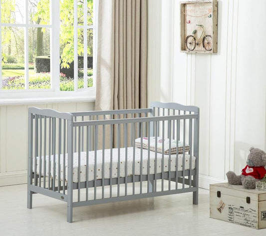 Mcc direct Brooklyn Baby Cot Crib with Water Repellent Mattress(Grey/White)