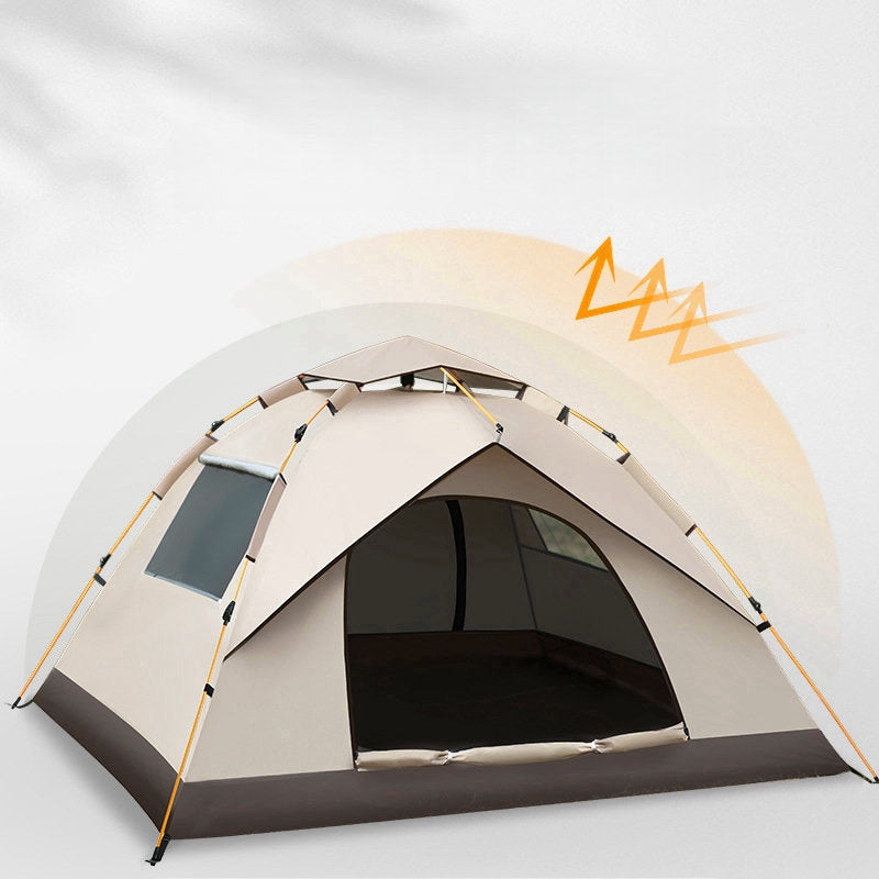 Off-White Automatic Waterproof Pyramid Camping Tent
