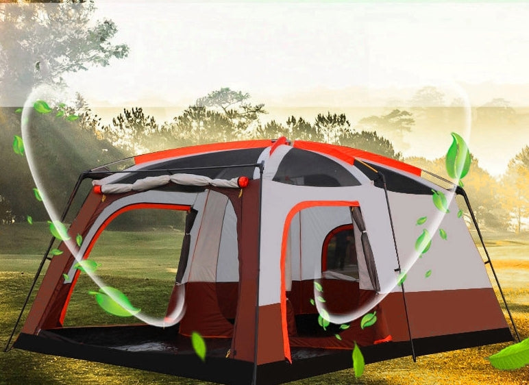 Cube Tent Outdoor Camping – 2 Rooms 1 Hall (Brown)