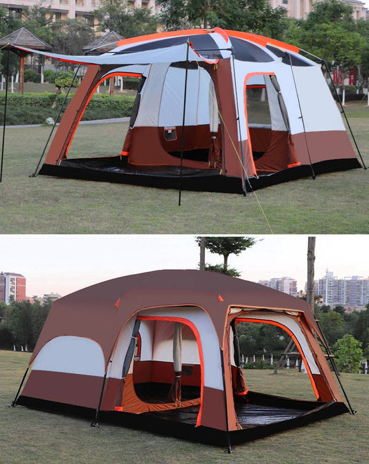 Cube Tent Outdoor Camping – 2 Rooms 1 Hall (Brown)
