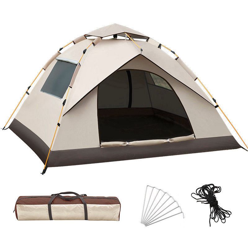 Off-White Automatic Waterproof Pyramid Camping Tent