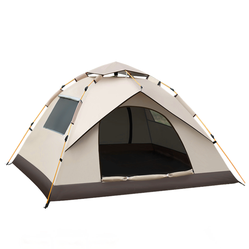 Off-White Automatic Waterproof Pyramid Camping Tent