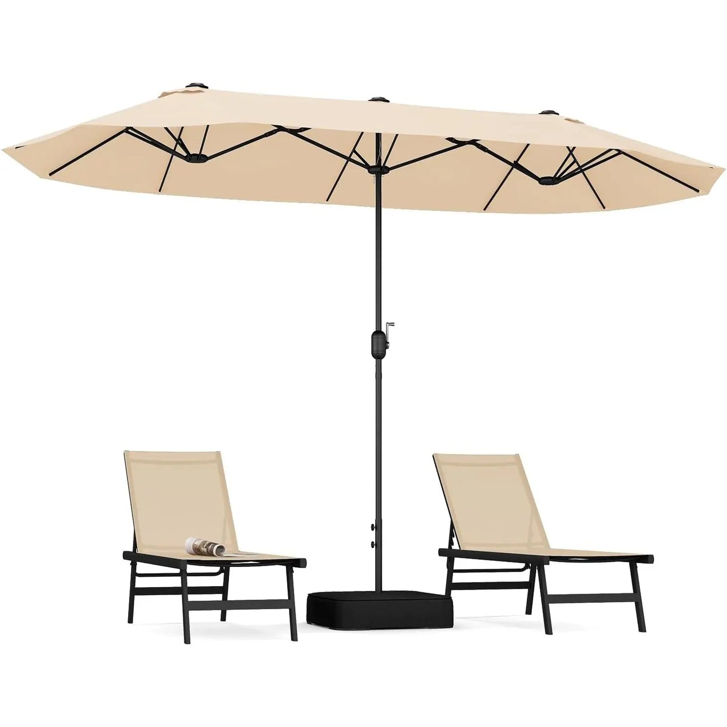 69 UK-GB  4m Double-sided Patio Parasol, Outdoor Extra Large Sun Umbrella with Base, Crank Handle and Safety Lock, Market Umbrellas Sunshade Shelter for Garden Beach Yard