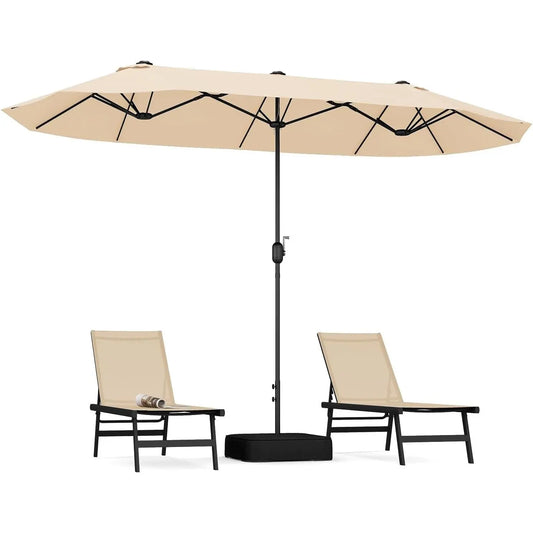 69 UK-GB  4m Double-sided Patio Parasol, Outdoor Extra Large Sun Umbrella with Base, Crank Handle and Safety Lock, Market Umbrellas Sunshade Shelter for Garden Beach Yard