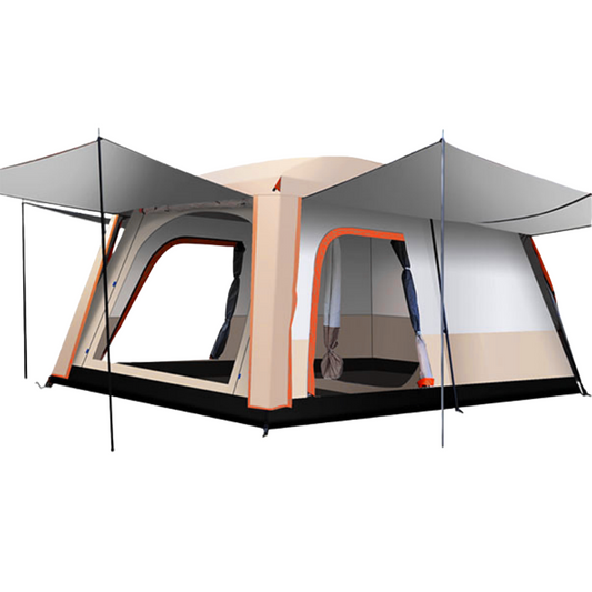 Cube Tent Outdoor Camping – 2 Rooms 1 Hall (Khaki)