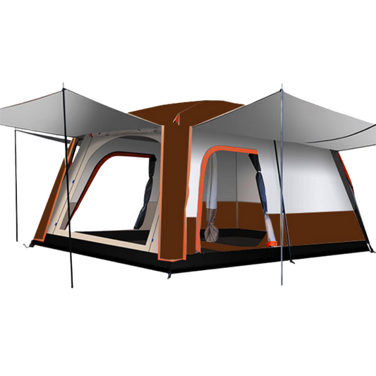 Cube Tent Outdoor Camping – 2 Rooms 1 Hall (Brown)