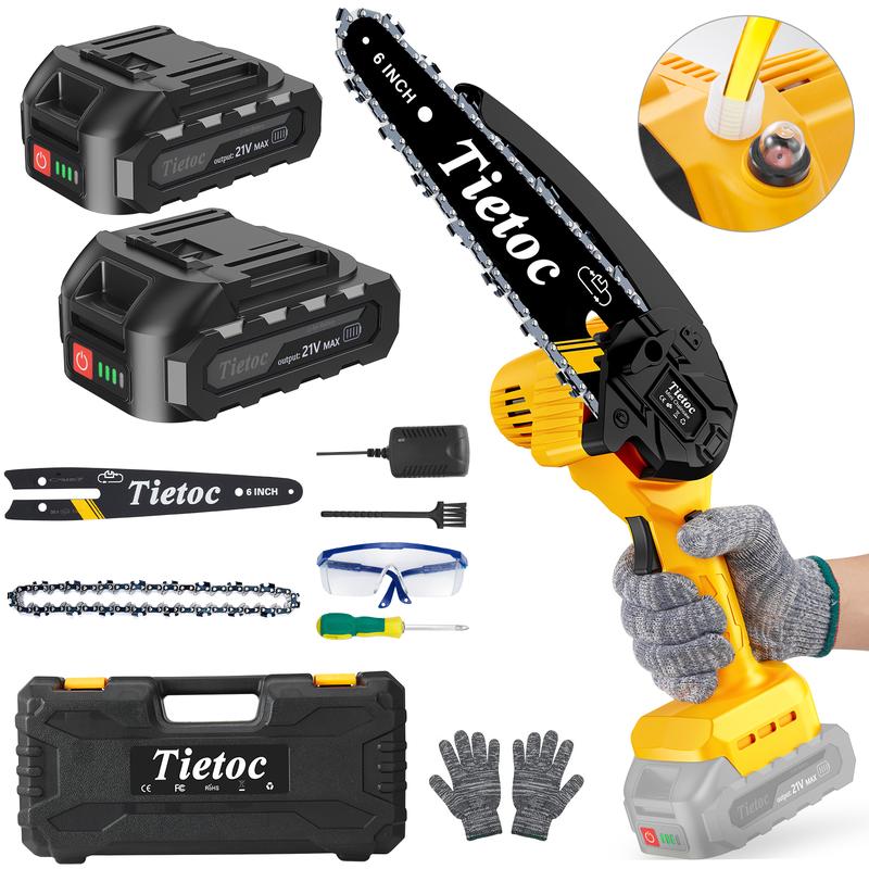 Tietoc 6-Inch Mini Electric Chainsaw Cordless - Handheld Wood Saw, Christmas Stocking Stuffers  for Dad Mom, Best Gift for Husband Father Gardener, Practical Present for Men Women & Elderly, Garden Home Tools 2025, Saw for Wood & Tree Trimming